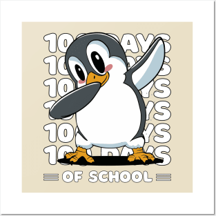 100 Days of school typography featuring a Dabbing Penguin #2 Posters and Art